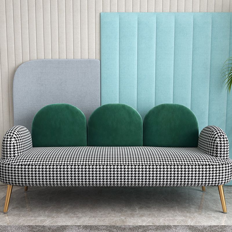 Contemporary Camel Back Standard Sofa Fabric Round Arm Sofa for Bonus Room