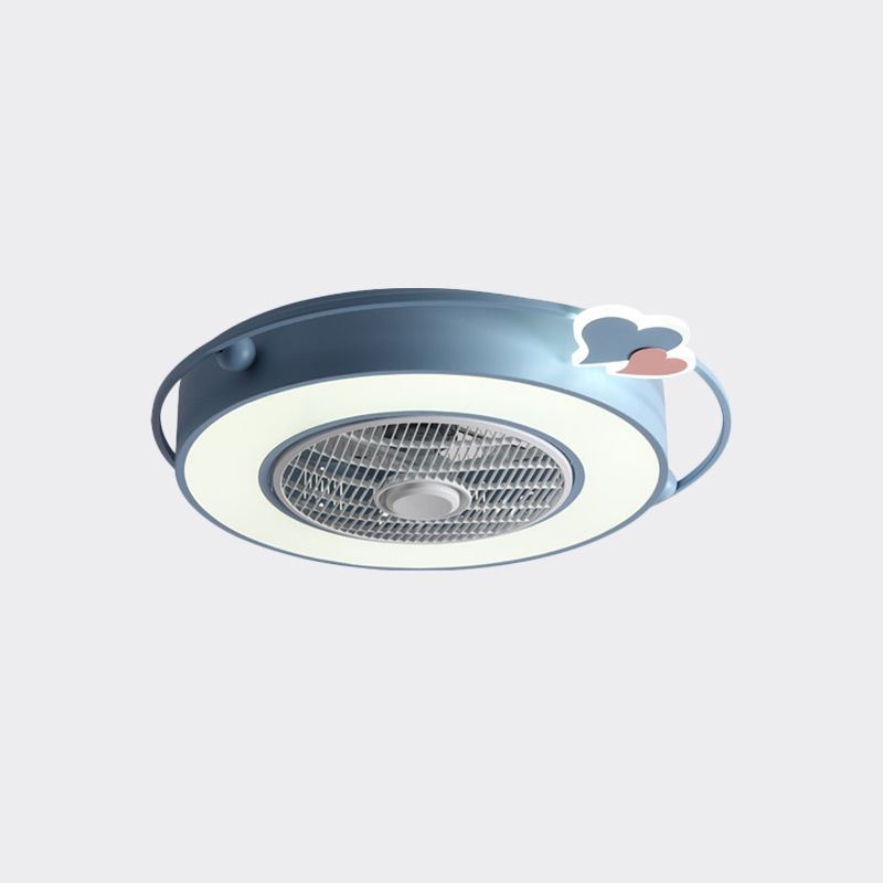 Fan Blue/Pink LED Afferty Acrilico SEMILE SEMI SEMI SEMI SEMI SEMI FLUSHETTO CON ORNAZIONE DI CUORE/CLOUP TOUND/AMORE, larghezza 23,5 "