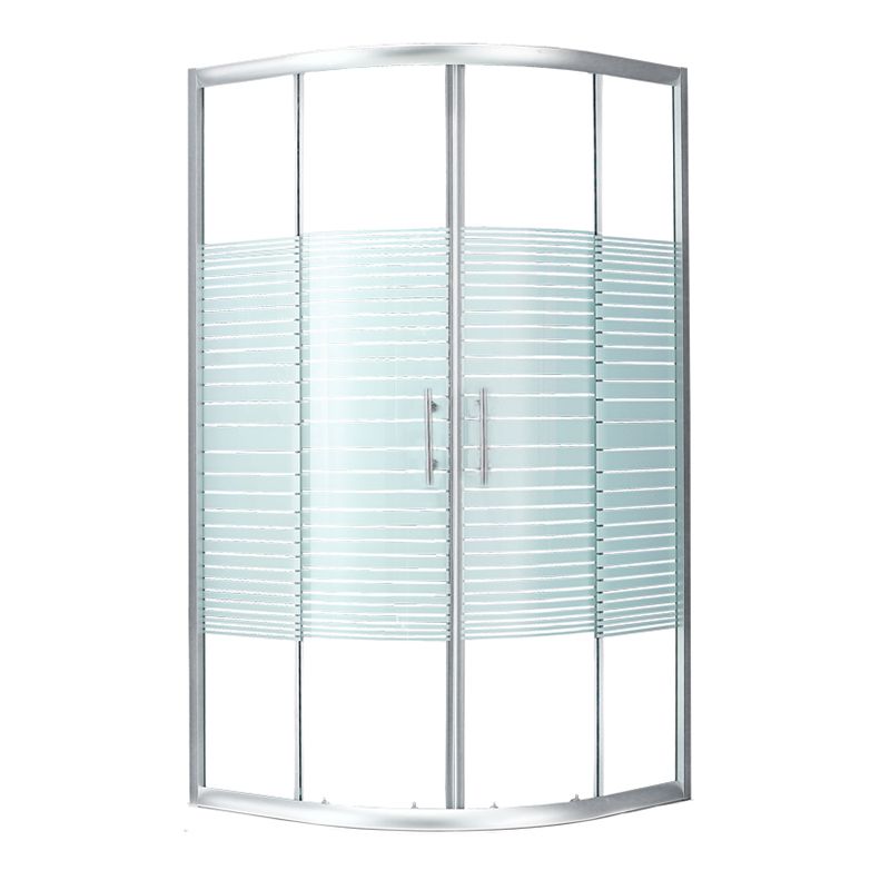 Silver Rounded Shower Stall Clear Tempered Glass Shower Stall with Door Handles