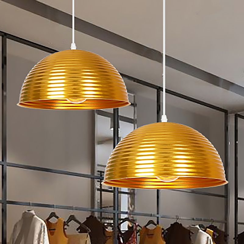 Luz colgante de tono de cúpula con luz de metal contemporáneo de metal rojo/amarillo/luz colgante, 12 "/16" /19.5 "de ancho