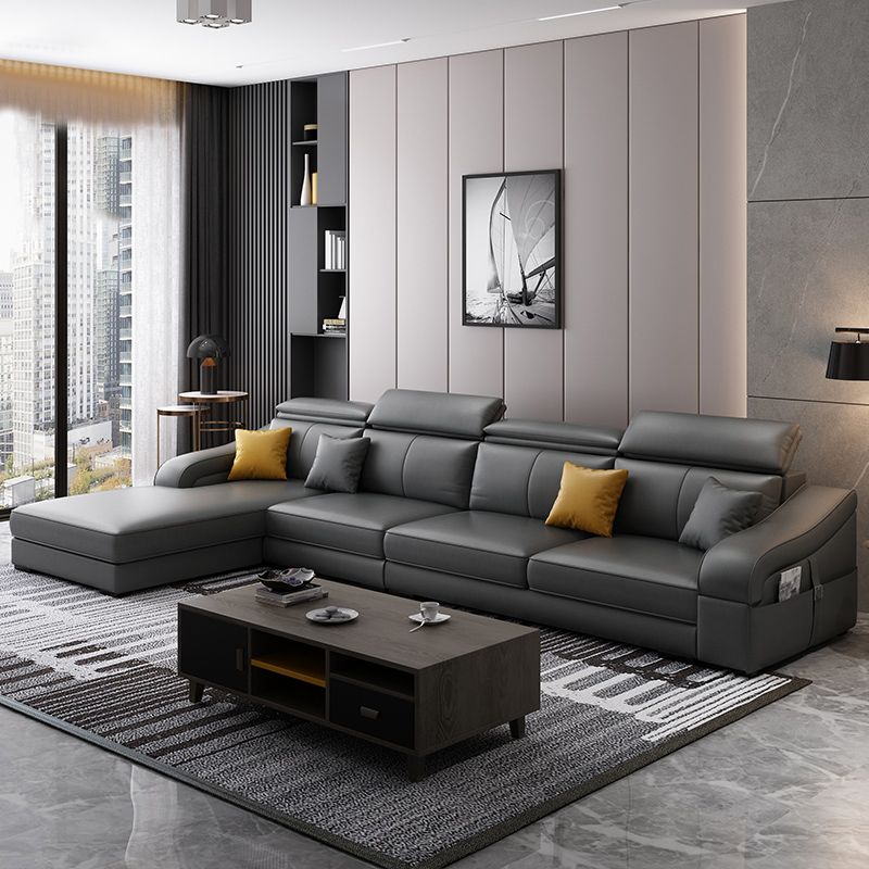 Sezioni moderne di bracci inclinati 33.46 "divano sezionale ad alto taglio ad alto contenuto di stoccaggio, grigio