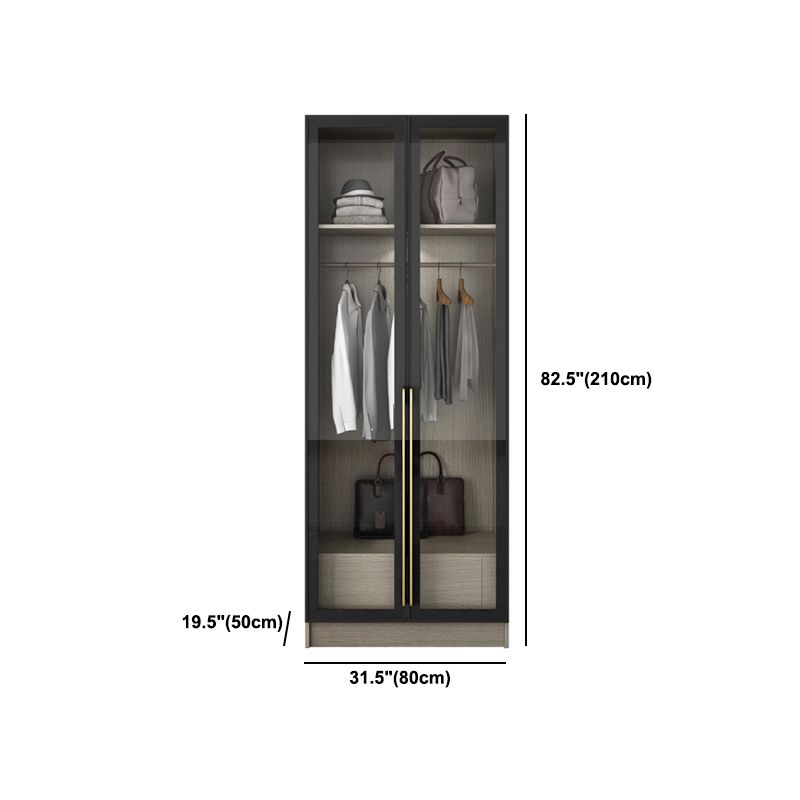 Contemporary Style Wardrobe Gray Colour Glass Wardrobe Closet