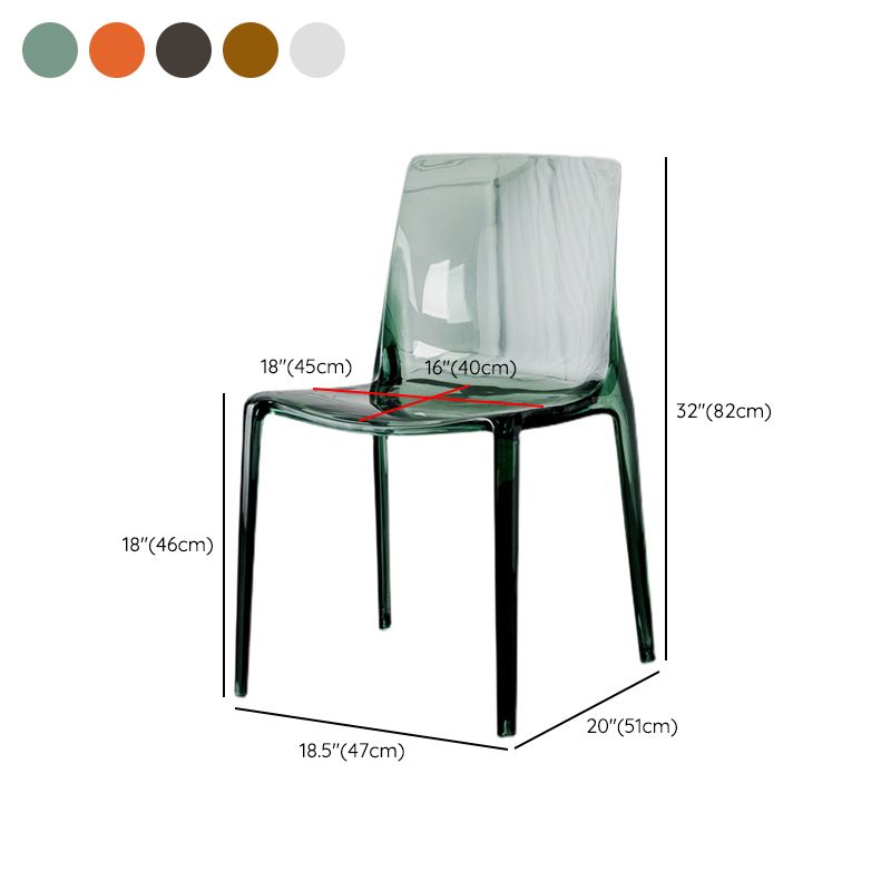 Modern Acrylic Armless Solid Back Dining Accent Chair for Home
