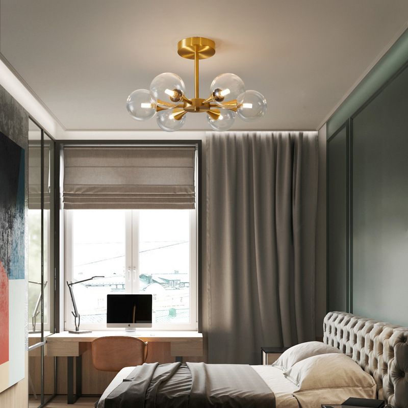 Opal Glass Globe Semi Flush Ceiling Lights Modern Style Multi Lights Semi Mount Lighting