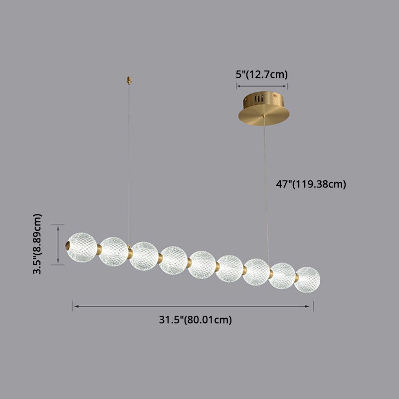 Clear Globe Acrylic Shade Island Pendant Modern Linear LED Dining Table Island Ceiling Light