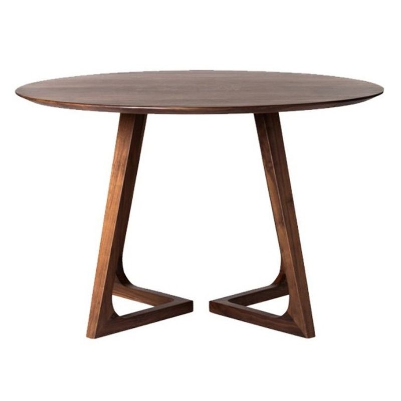 Round Pine Solid Wood Table Modern Dining Table with Double Pedestal for Restaurant