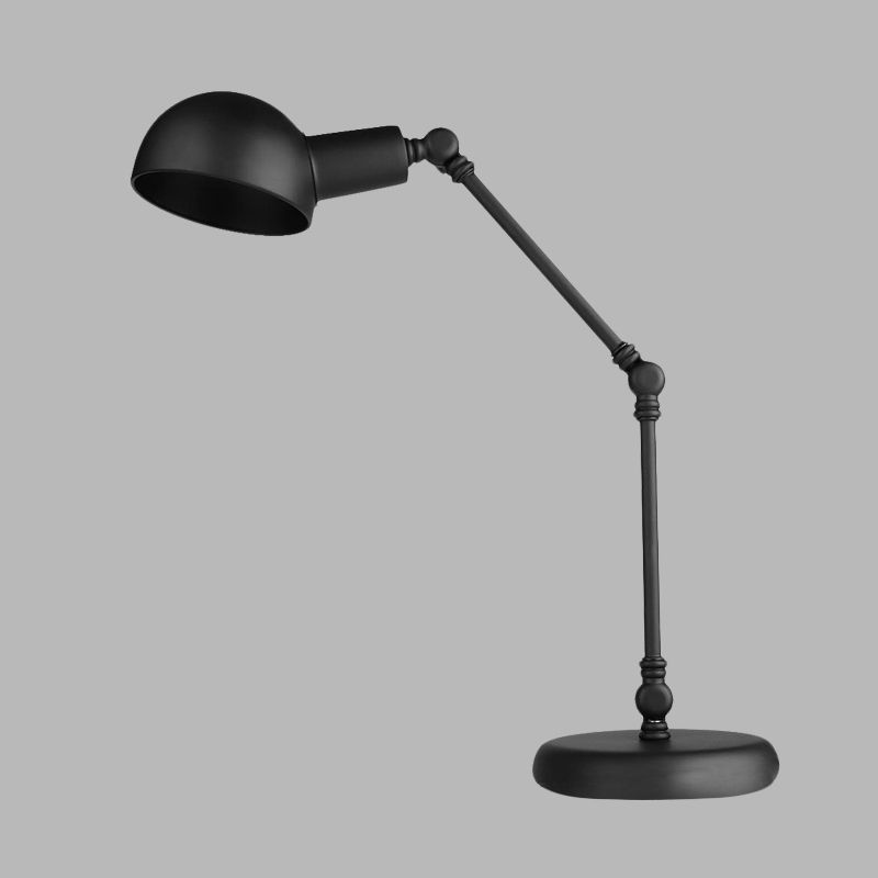 LED Task Light Style Industrial Style Domed Metallic Reading Livre lampe en noir avec un bras swing
