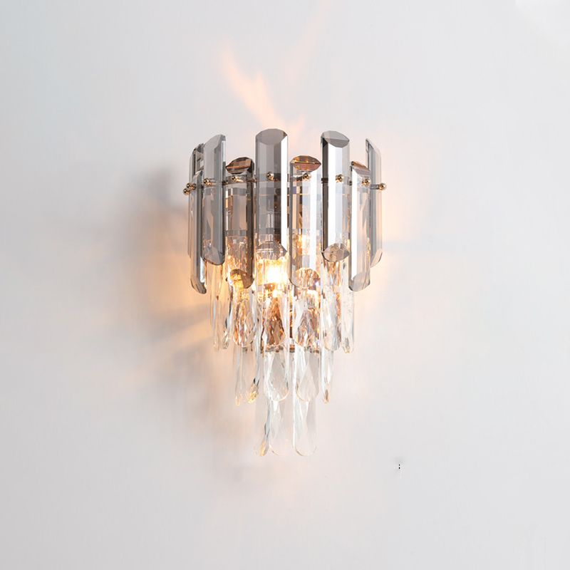 Pronzo della parete geometrica cristallina in moderna luce da parete a 2 luci in stile di lusso per spazi interni