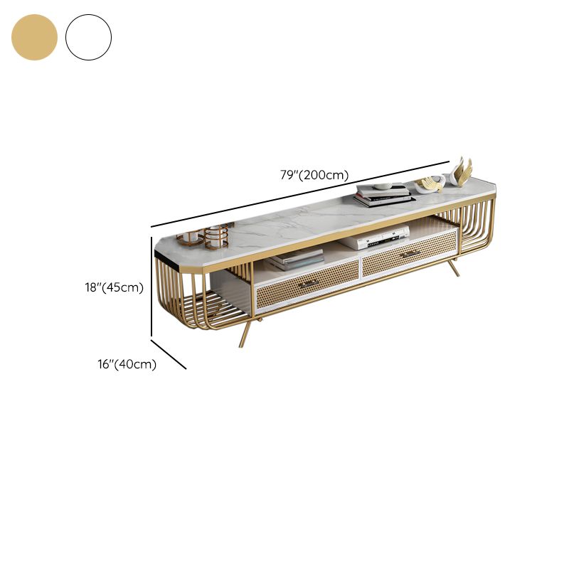 Open Storage TV Media Console Stone TV Console with 2 Drawers