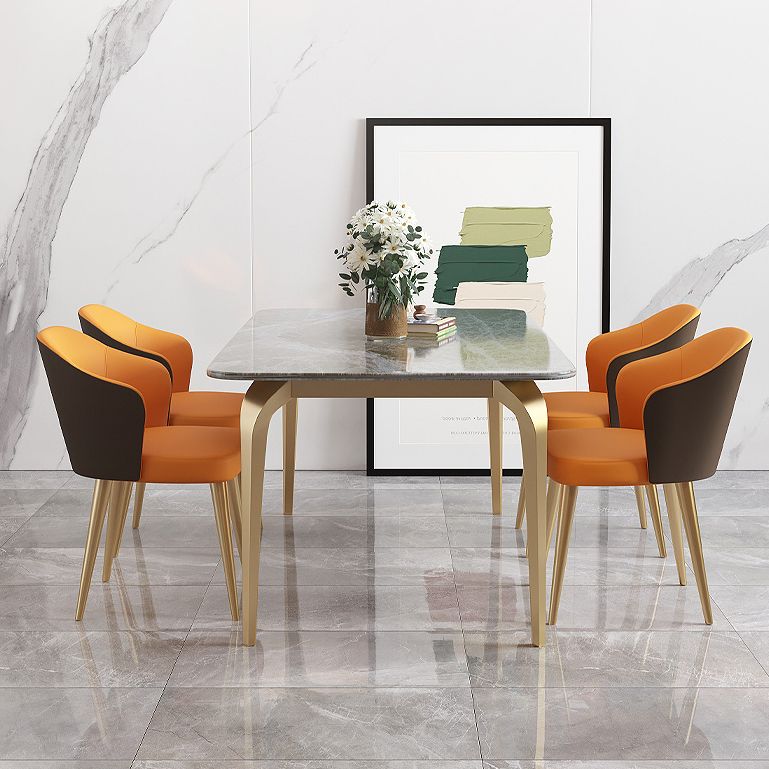 4 Legs Kitchen Dining Table Modern Luxury Style Rectangle Stone Dinette Table