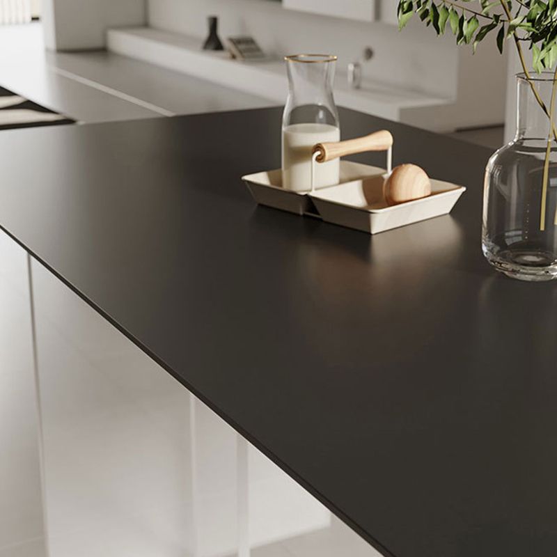 Contemporary Rectangle Table Sintered Stone Table with Acrylic Legs for Kitchen