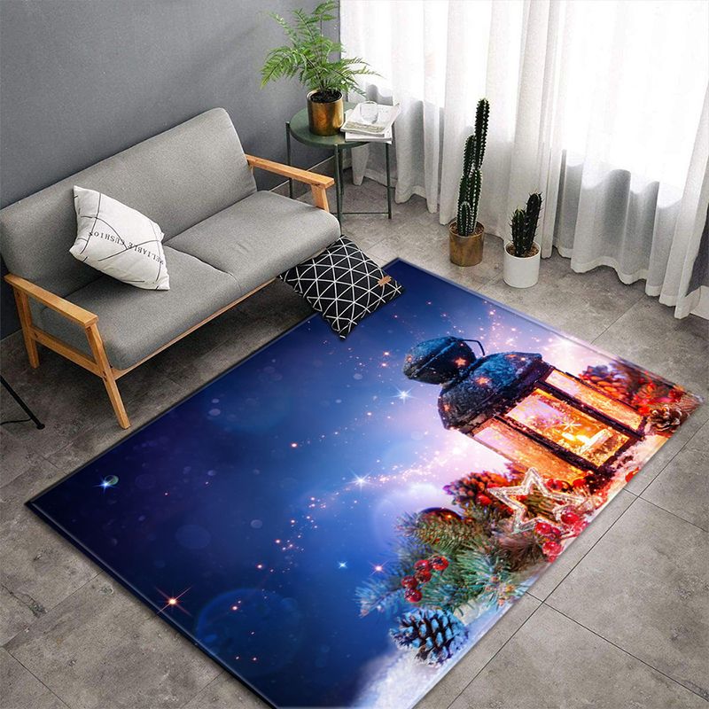 Red Modern Carpet Polyester Santa Claus Carpet Non-Slip Backing Carpet for Home Decor