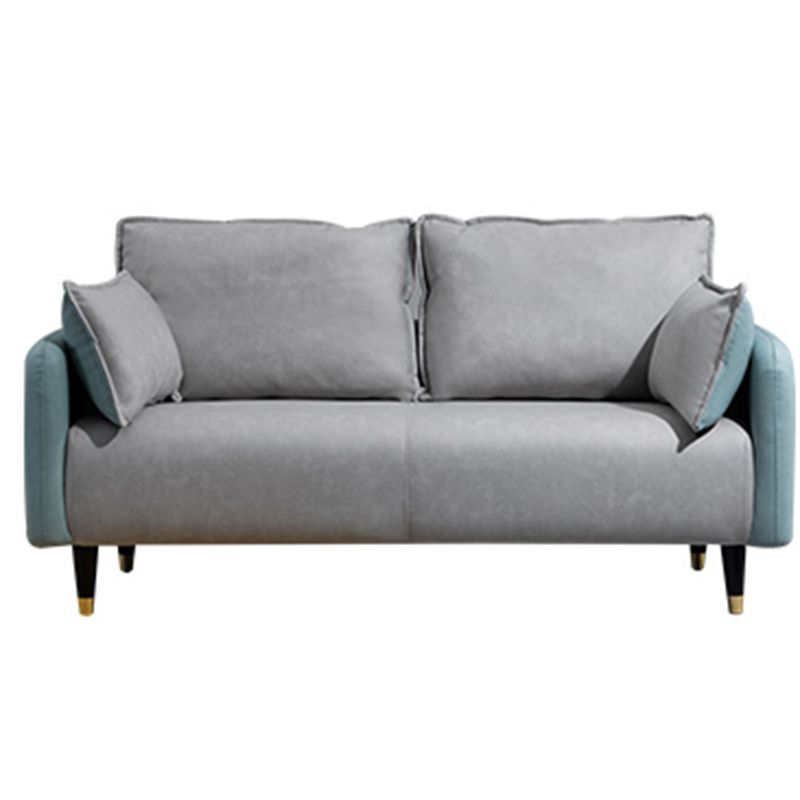 Solid Wood Loveseat Sofa Square Arm Living Room Settee with Pillows