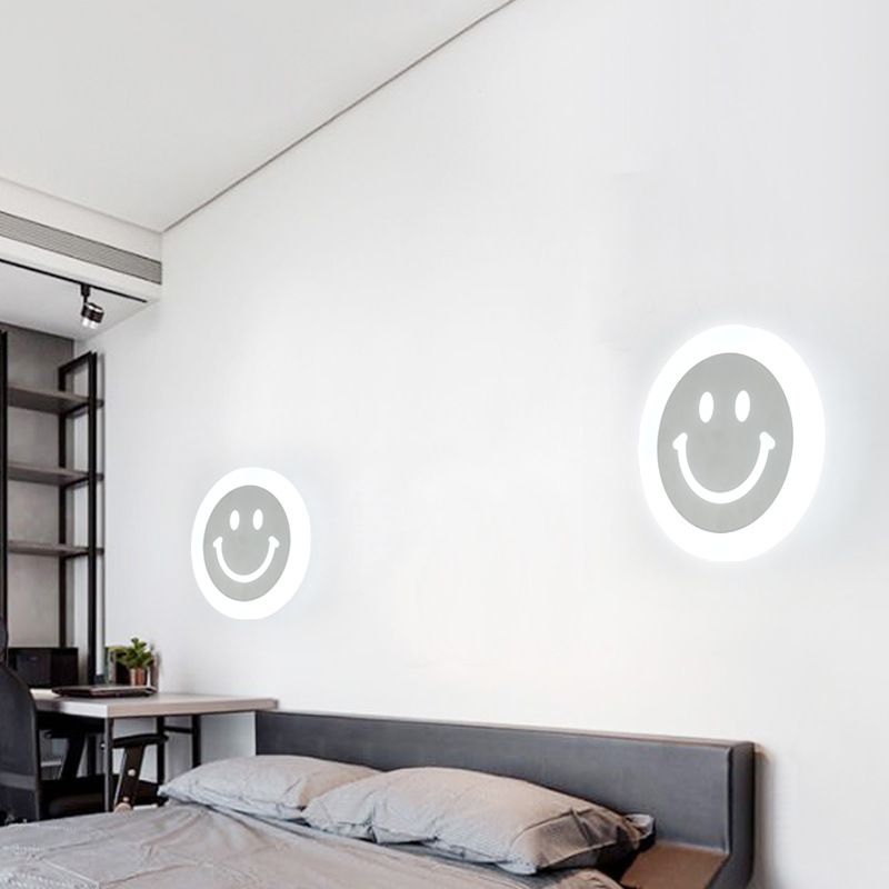 Lámpara LED de cara sonriente LED ultra delgada acrílico achicamiento de pared led sombreada en luz cálida/blanca