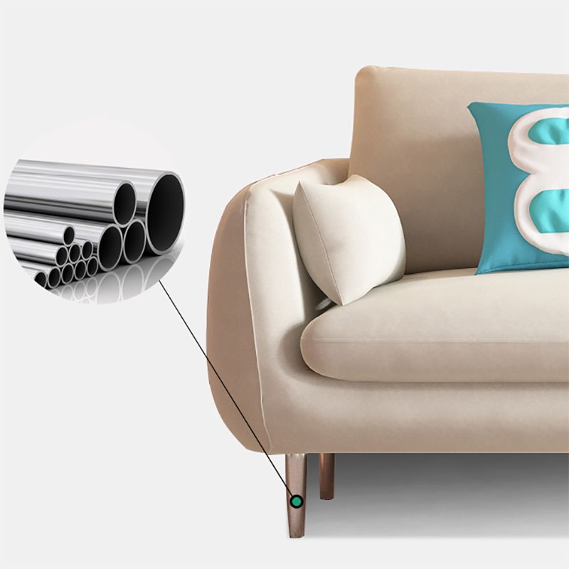 Modern Standard Cushions Sofa 25.5"W Square Arm Sofa with Bolster Pillows for Living Room