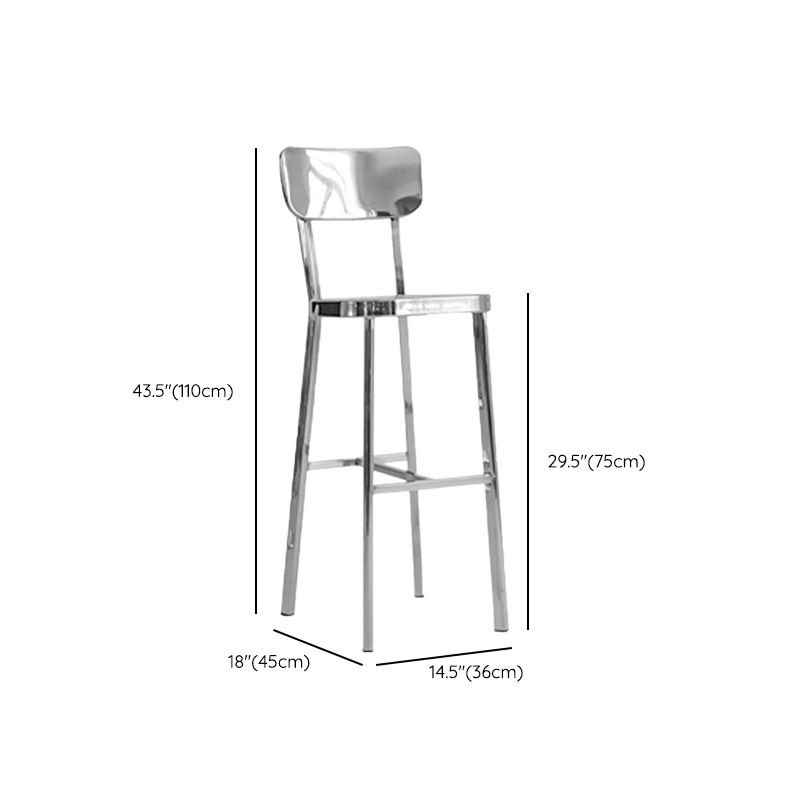Contemporary 43" Height Metal Backrest Counter Stool in Silver