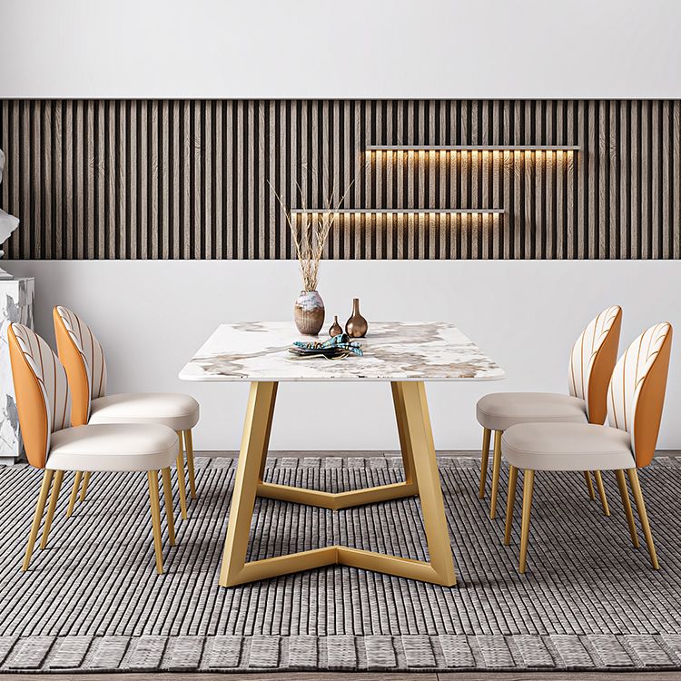 Iron and Slate Table Glam Style Simple Home Rectangular Dining Table