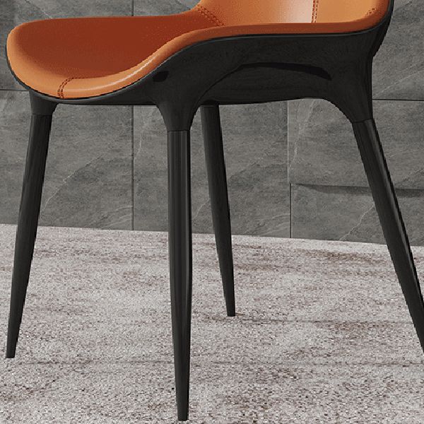 Sillas de comedor de cuero de estilo moderno, sillas tapizadas con respaldo sólido (juego de 2)