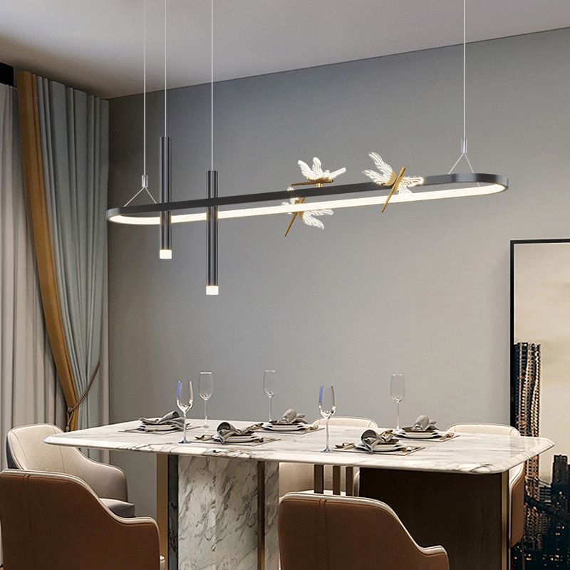 Modern Linear Ceiling Pendant Light Metal Island Pendant