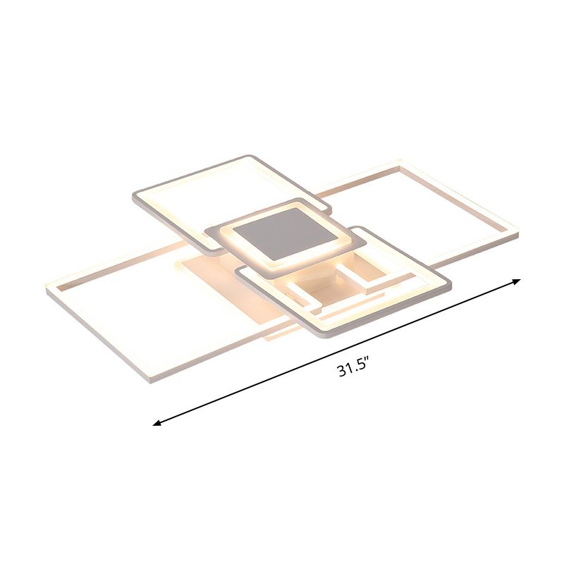 Frame Flush Mount Simple Acrylic 21.5"/25.5"/31.5" Wide LED White/Coffee Ceiling Light Fixture in Warm/White Light