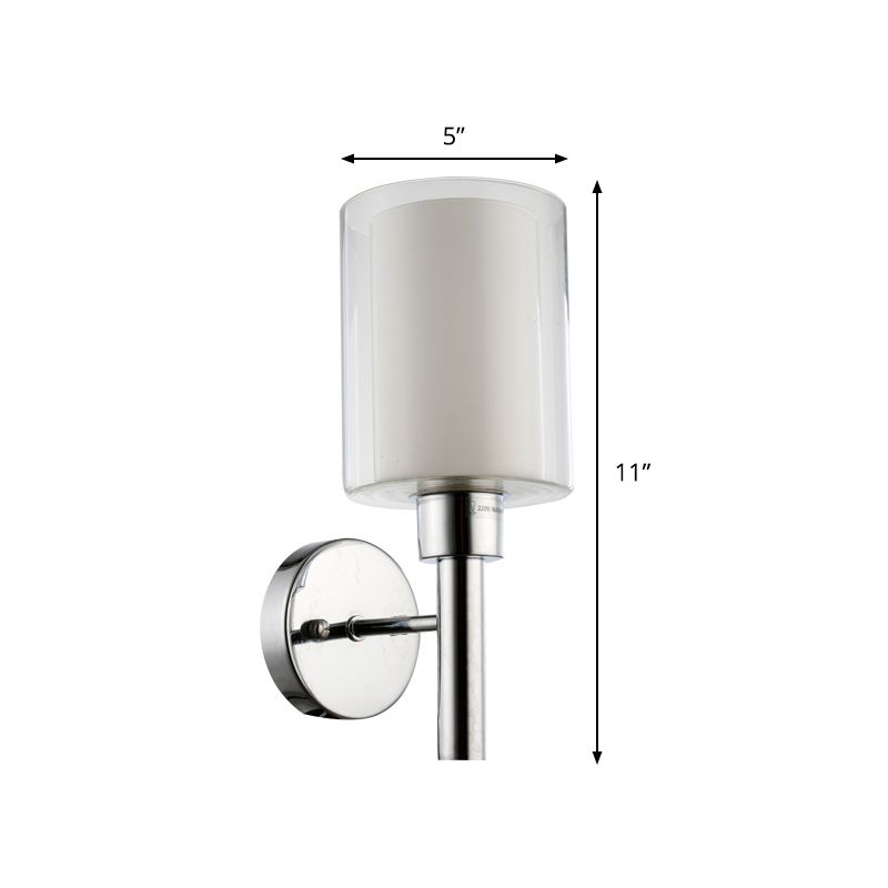 Pencil Arm Sconce Minimalism Metal 1 Head Wall Mount Light Fixture in Chrome for Stairway