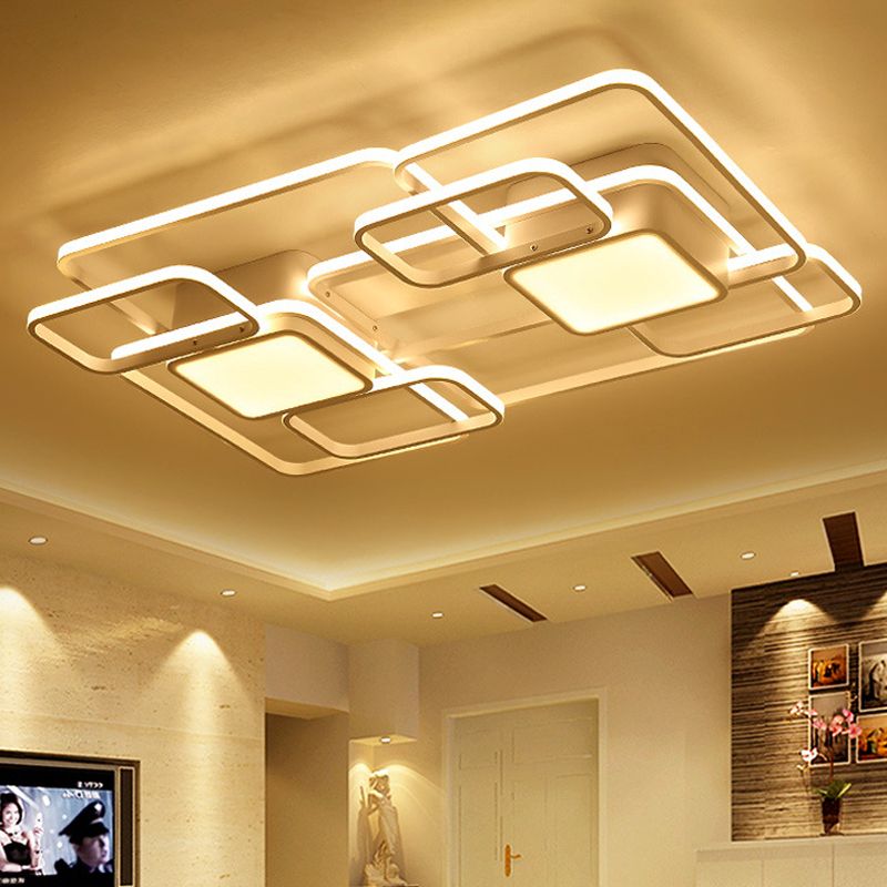 Square and Block Acrylic Ceiling Light Modern LED 18 "/21.5" /25.5 " Wide Flush Light in Warm / White / Natural Light