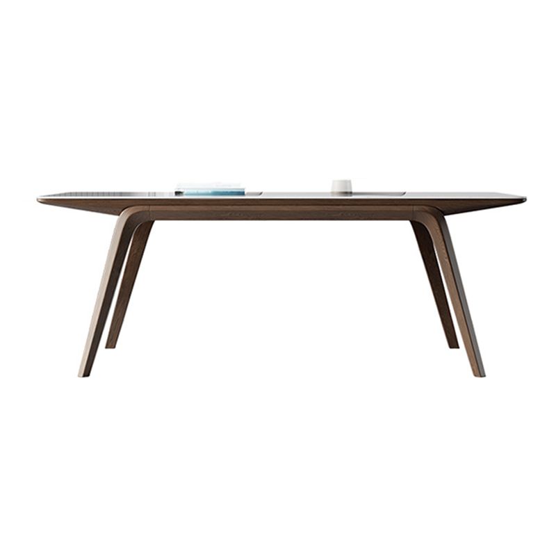 Modern Rectangle Table Sintered Stone Dining Table with Wood Legs