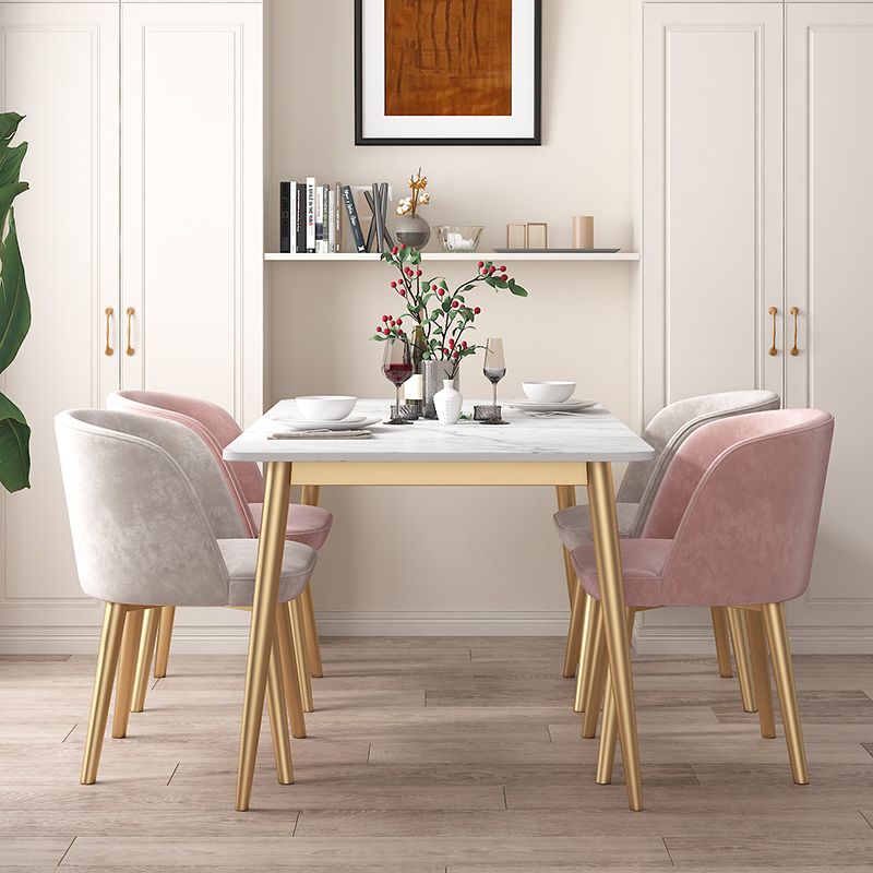 Minimalist Style Rectangular Sintered Stone Dining Set White Standard Dining Set for Kitchen