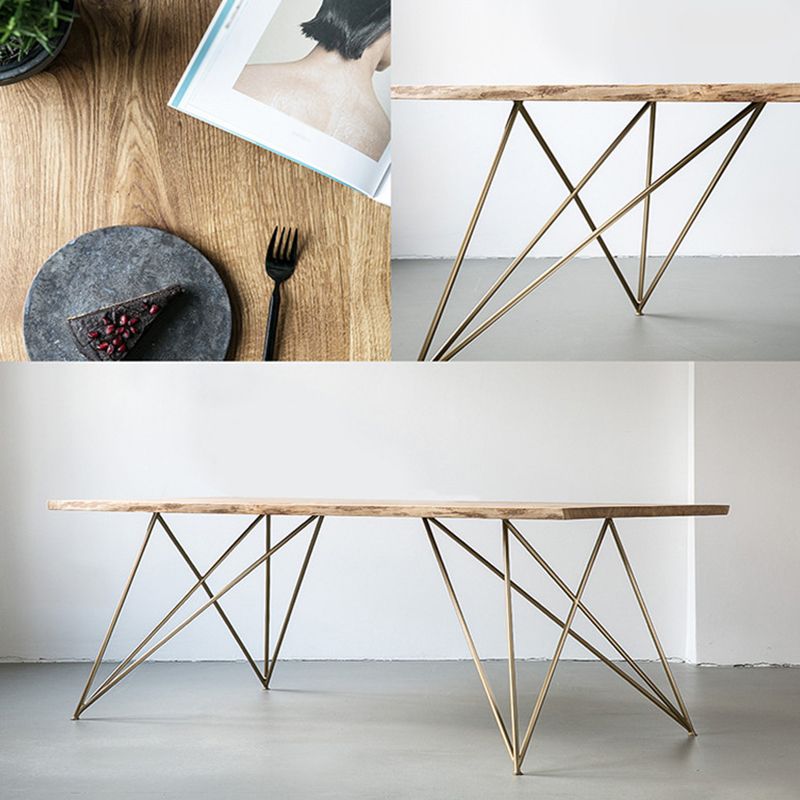 Table de salle à manger en bois de style industriel, table de forme rectangulaire avec base à 4 pieds