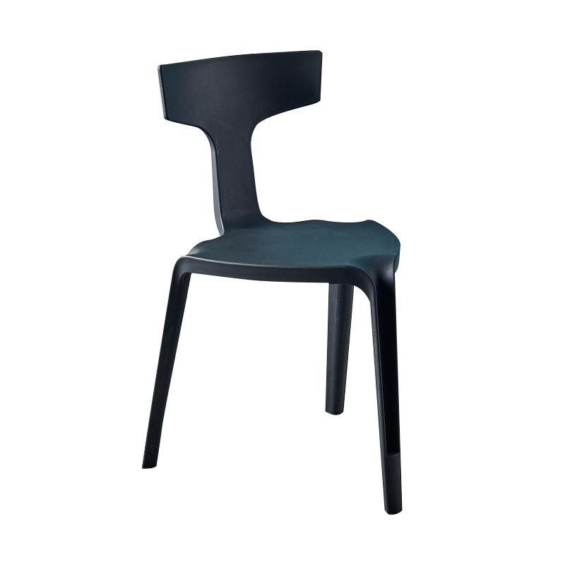 Contemporary Style Side Chair Plastic Slat Back Dining Room Chair for Indoor