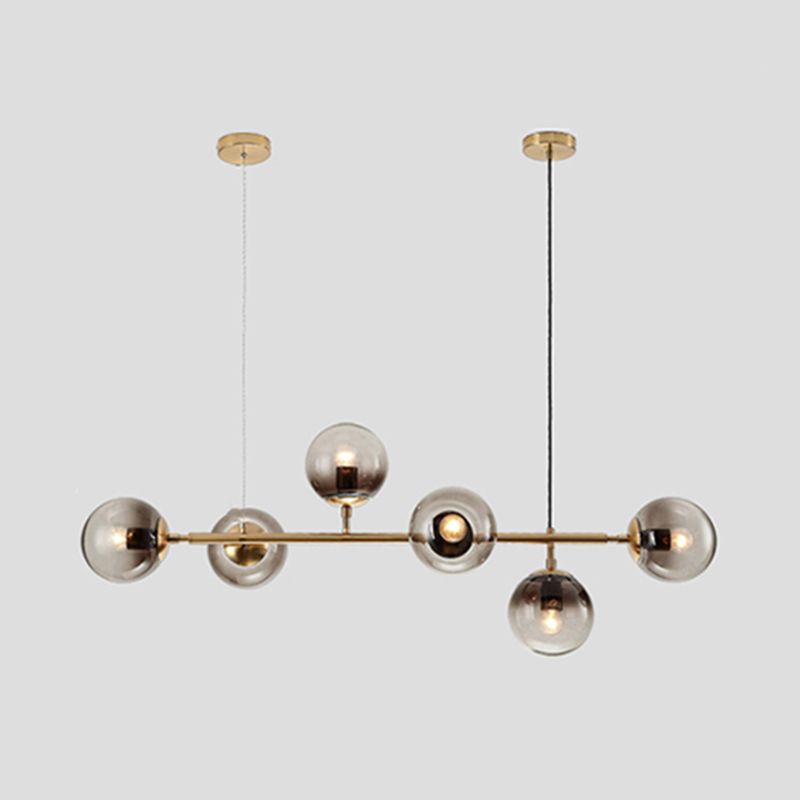 Simple Dining Chandelier Lamp Dining Room Round Glass Shade Ceiling Hanging Light