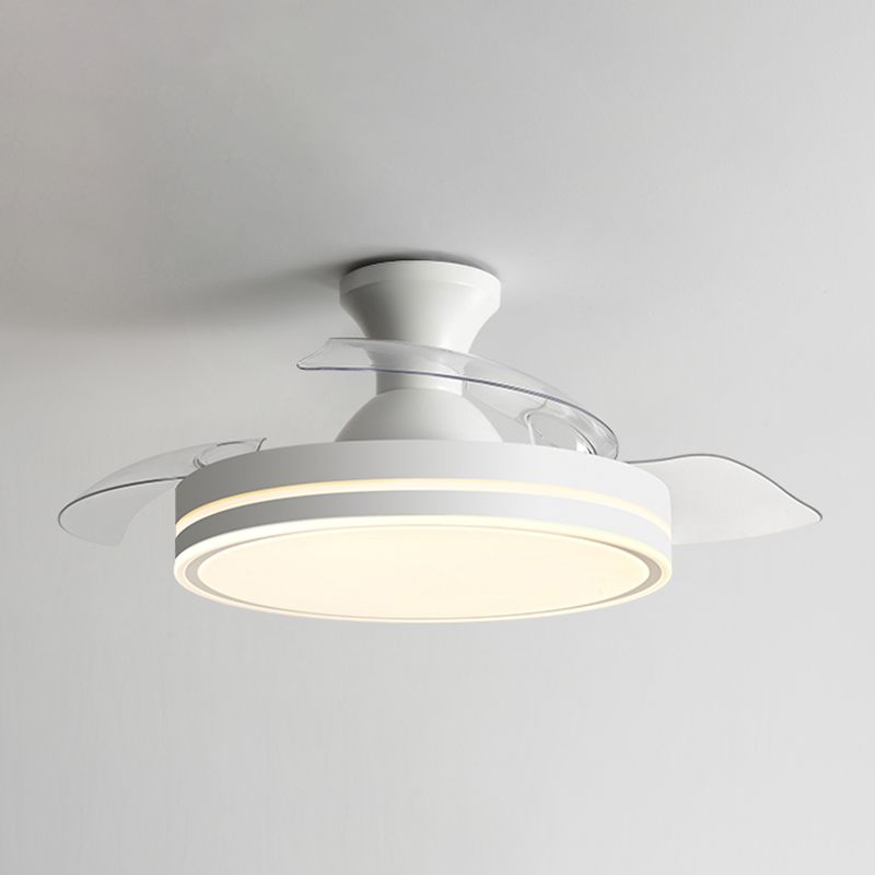 Round Ceiling Fan Light Kids Style Metal 1 Light Ceiling Fan Lamp for Living Room