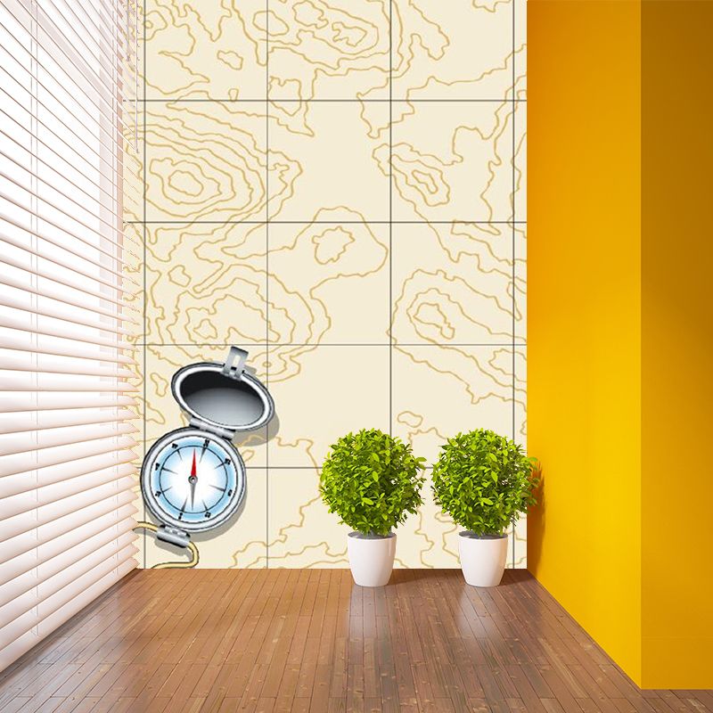 Compass and Geography Line Mural Modern Washable Bedroom Wall Decor, Custom-Made