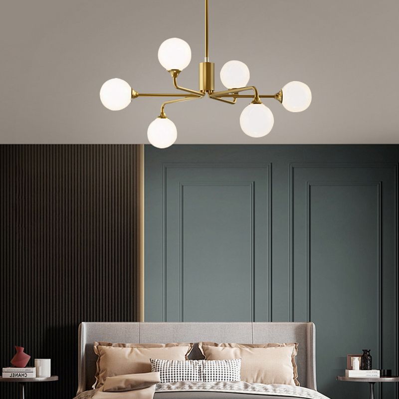 Lámpara de araña de la isla de oro de la isla de oro iluminación colgante de vidrio de estilo moderno para sala de estar