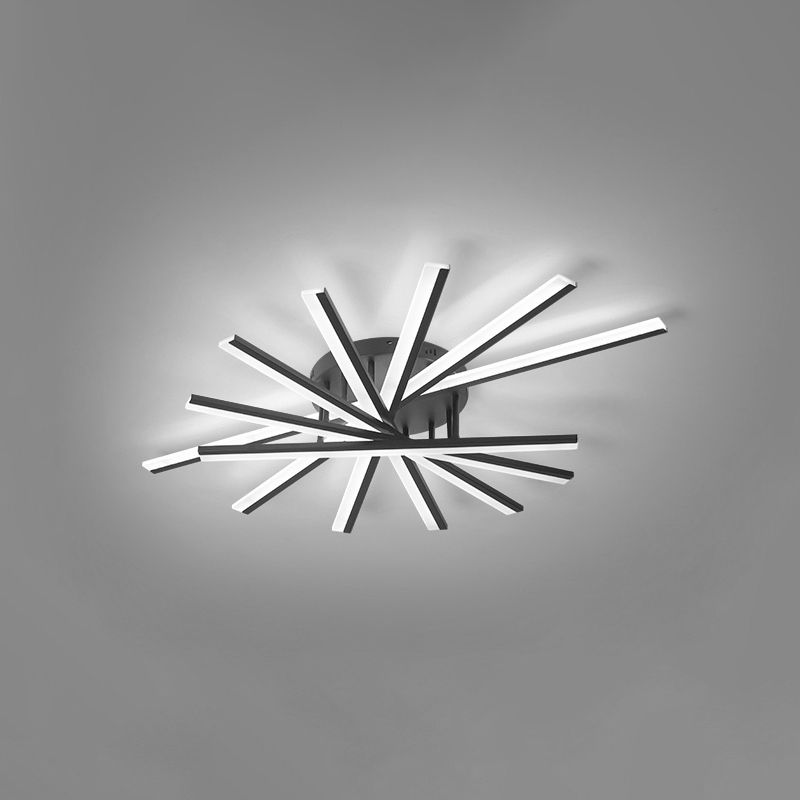 Line Shape LED Ceiling Lamp Modern Iron Flush Mount for Bedroom