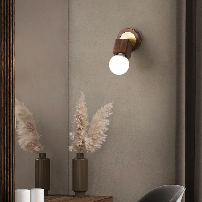 Modern Simple Wooden Wall Light Rectangle Shape Wall Lamp for Living Room