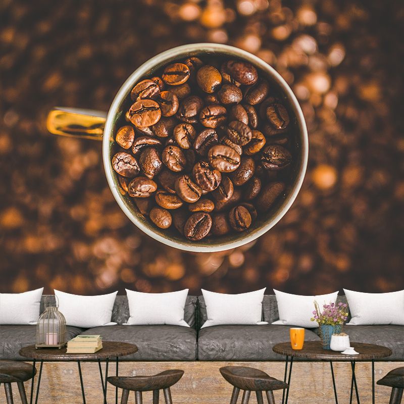 Coffee Beans Mural Wallpaper Removable Wall Art for Coffee Shop Decor, Customised