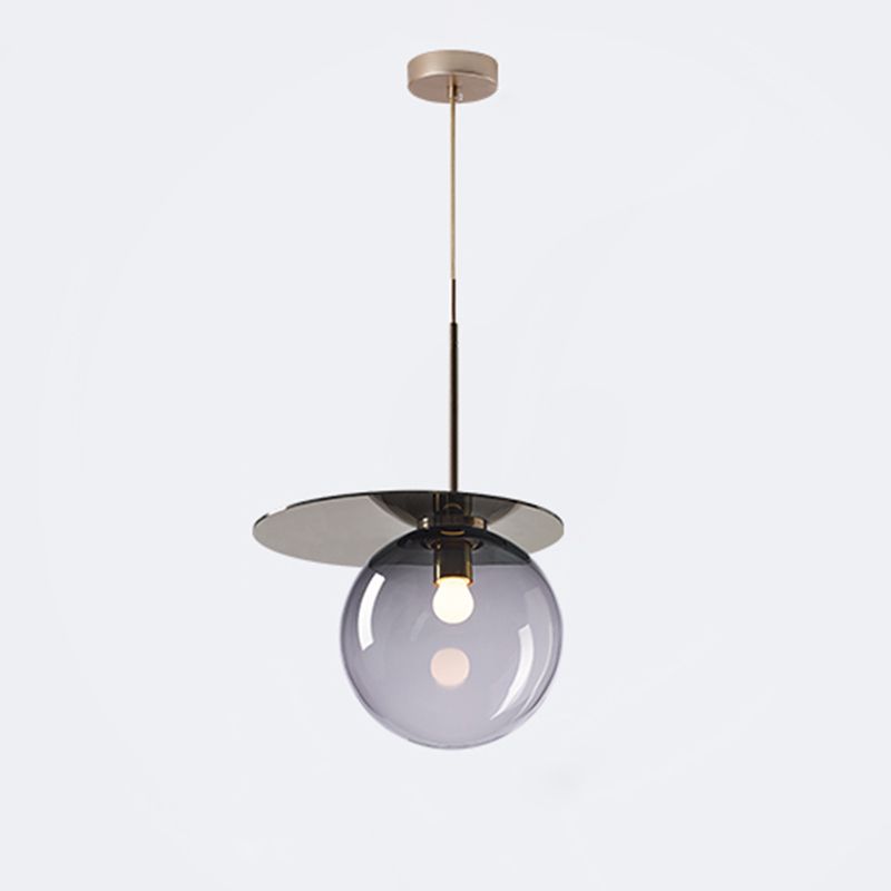 Global Shade Pendant Light Novelty Nordic Glass 1-Light Dining Room Suspension Light