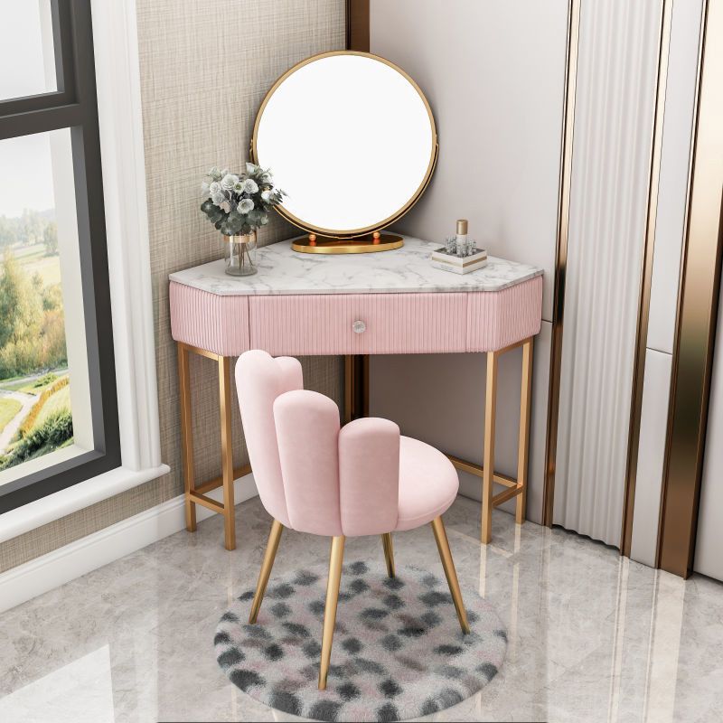 27" Wide Glam Make-up Vanity Metal Dressing Table with Drawer