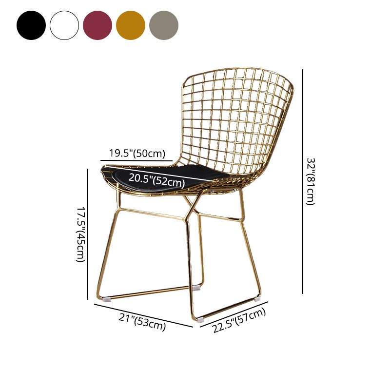 Chaise d'appoint de salle à manger en métal Glam, chaise rembourrée sans accoudoirs à dossier croisé pour salle à manger