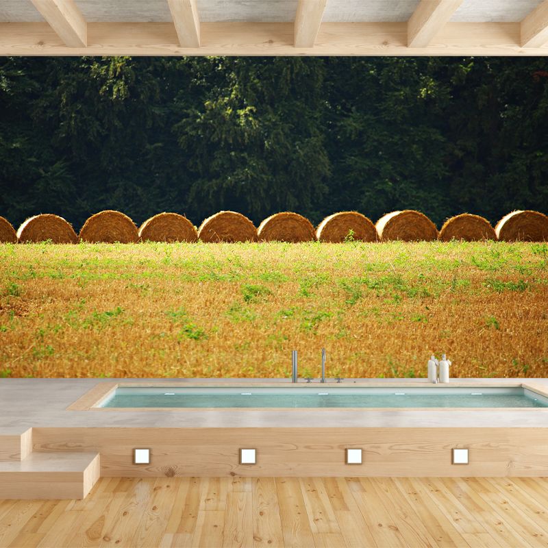 Straw Bales Wall Mural Moisture Resistant Wallpaper Wall Decor for House Interior