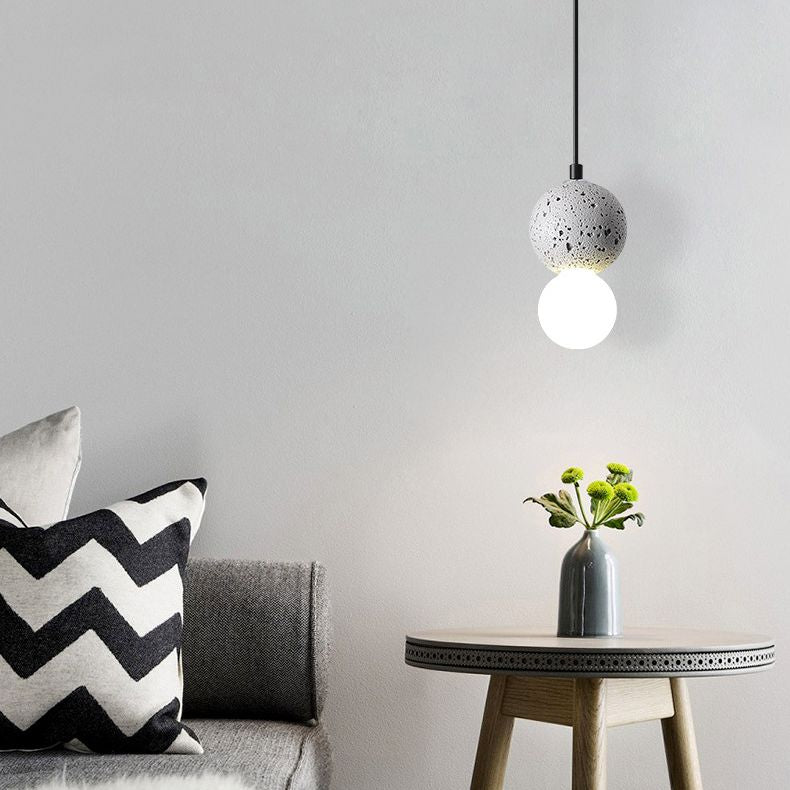 Round Terrazzo Mini Hanging Light Nordic Minimalism Style 1-Light Pendant for Bedside