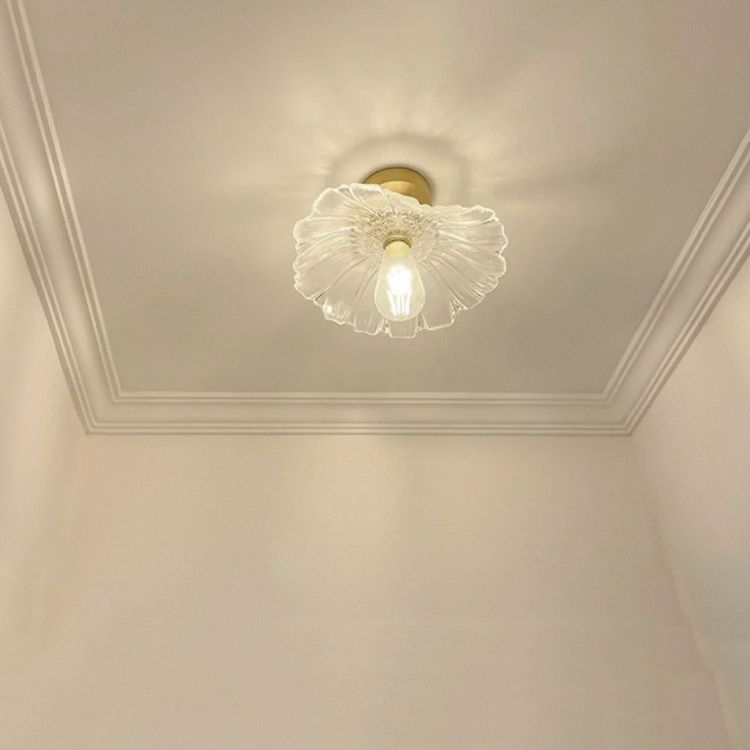 Single Golden Flush Mount Lighting Glass Ceiling Light for Living Room