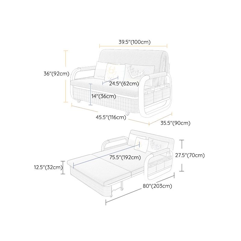 Pillow Included Sofa Futon Cushion Back Round Arms Sleeper Sofa