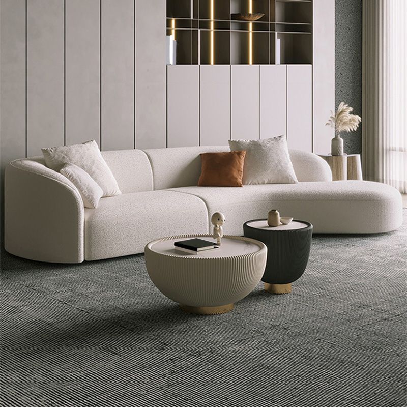 Scandinavian Tuxedo Arm Sofa with Chaise 27.56" H White Curved Sofa