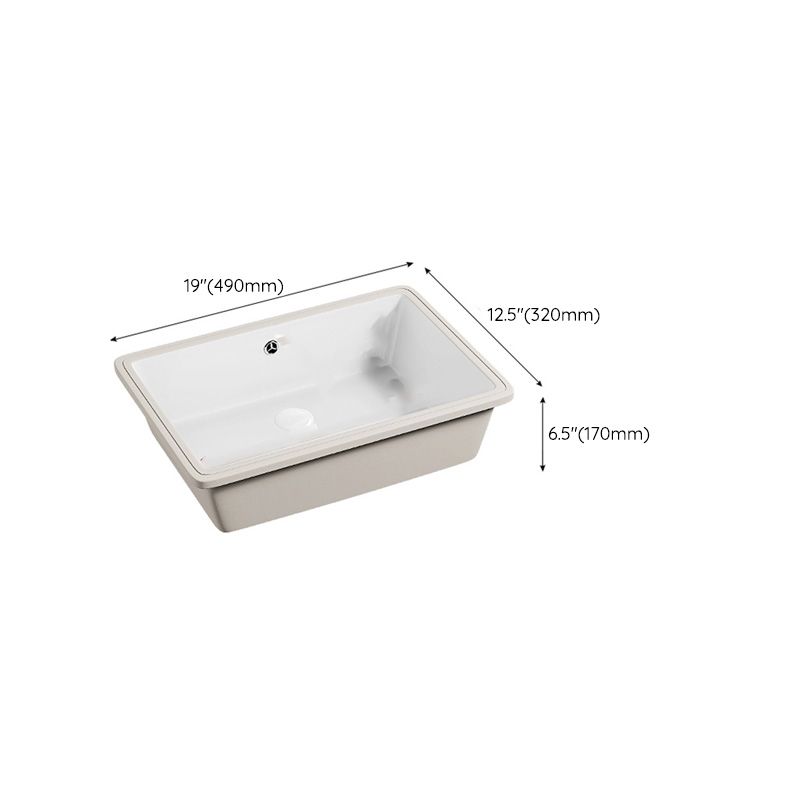 Modern Undermount Vanity Sink Porcelain with Faucet and Overflow Basin Sink