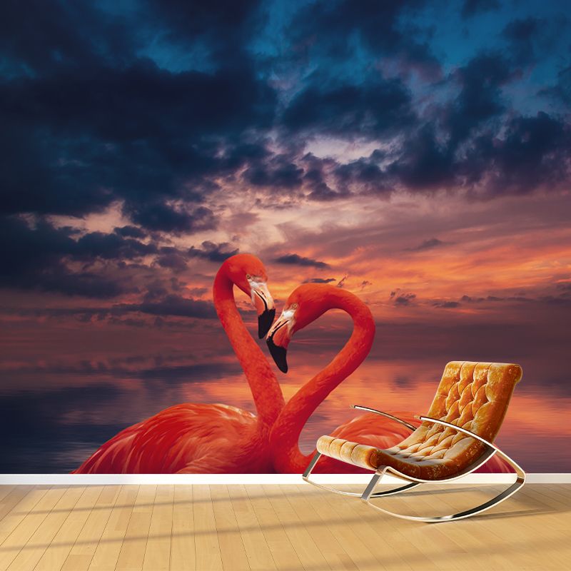 Flamingo Wallpaper Mural Customized Modern Wall Covering for Bedroom, Waterproofing