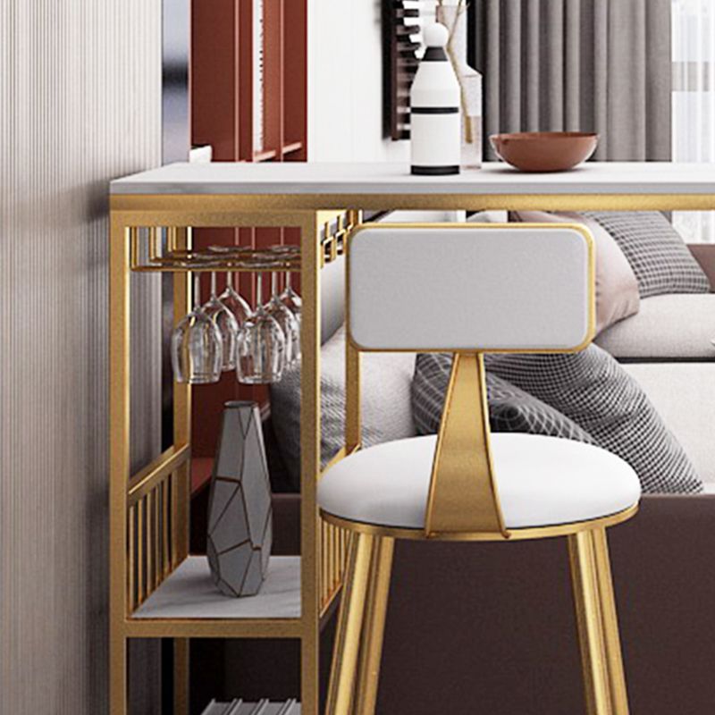 Glam Low Back Dining Stools Armless Bar Stools with Metal Base