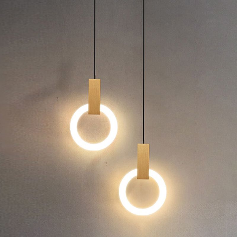 Modern Style Circle Shape Hanging Lights Metal Hanging Light Fixtures in Gold