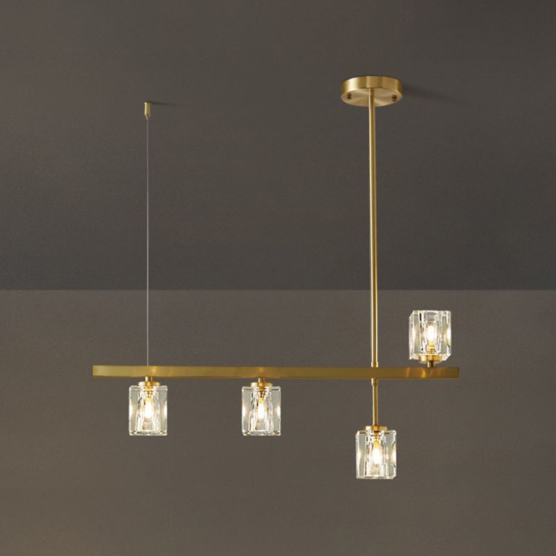 Post-Modern Hanging Light Crystal Island Light Fixture with Shade for Dining Table